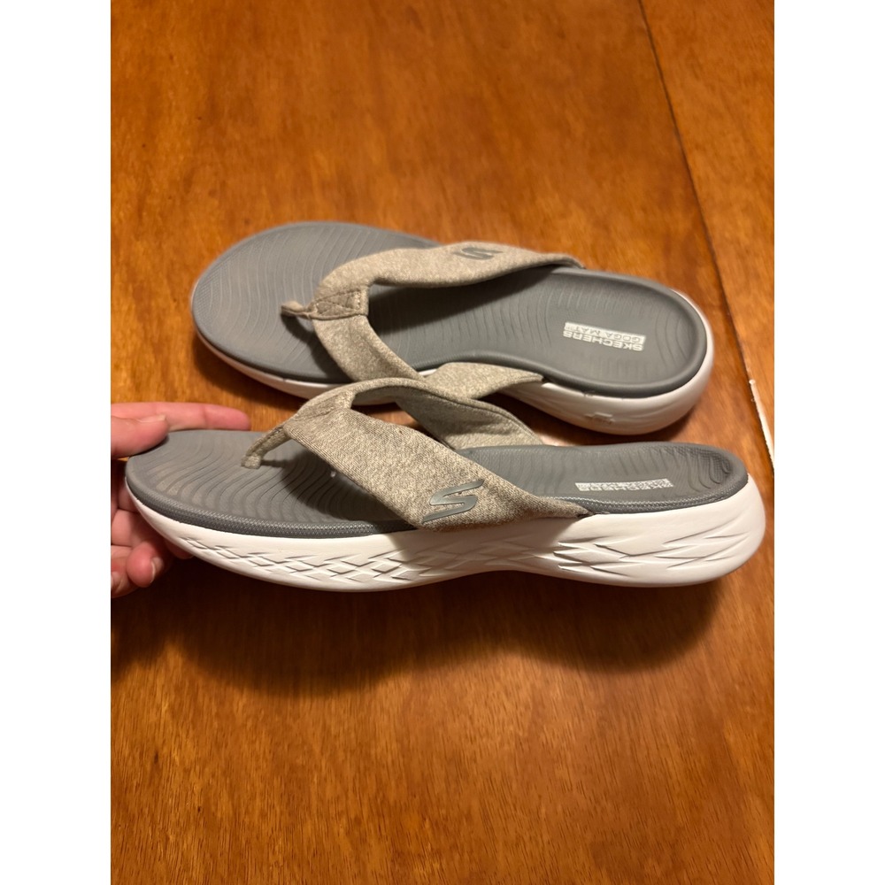 Skechers On-the-Go 600 Goga Mat Grey Thong Flip Flop Sandals Womens 8 16154S - Picture 3 of 6